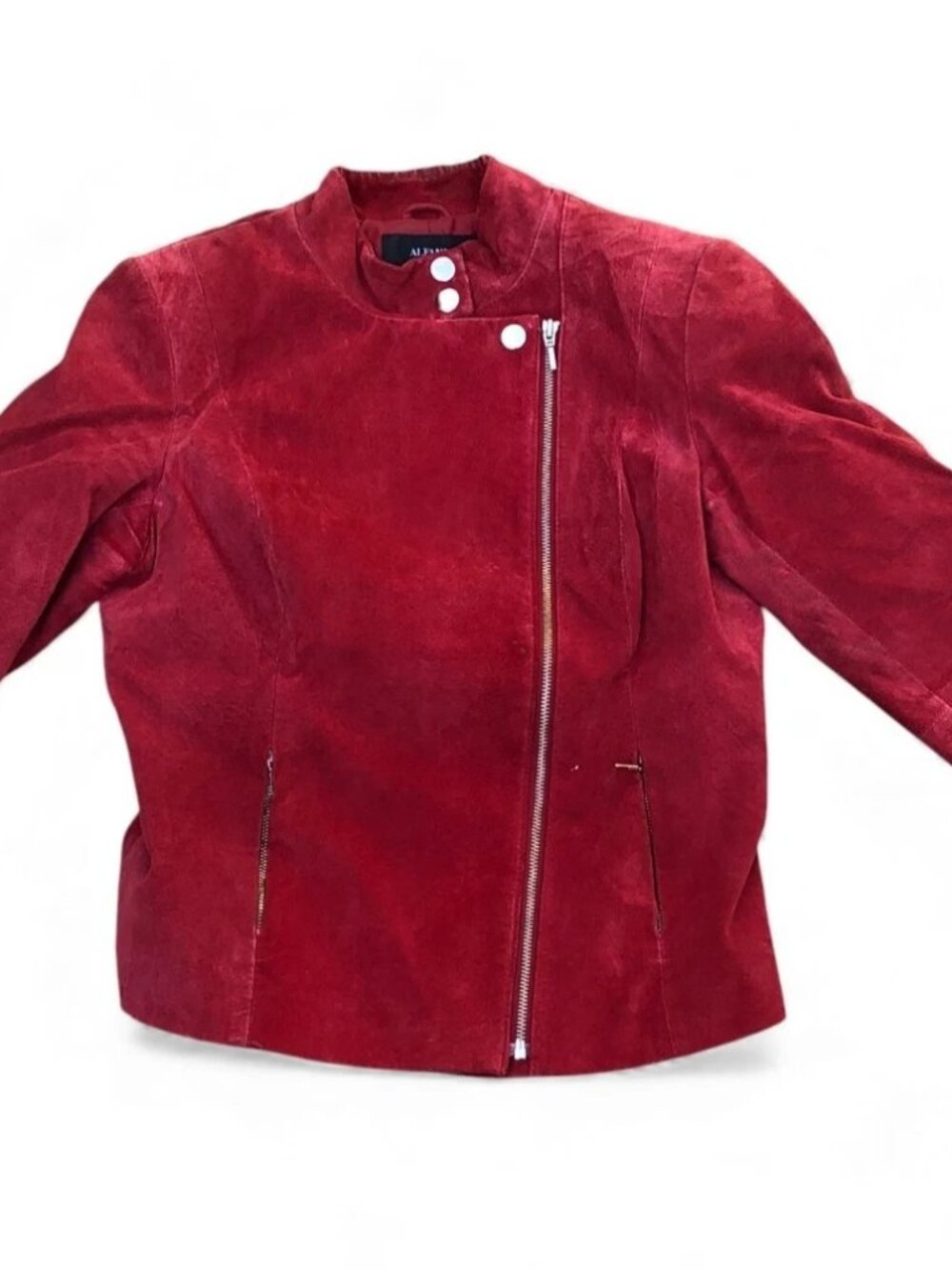 ALFANI Leather Suede Jacket Women's MED Motorcycle Zip Red